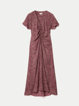 Optic Swirl Crepe Ruched Dress | Red
