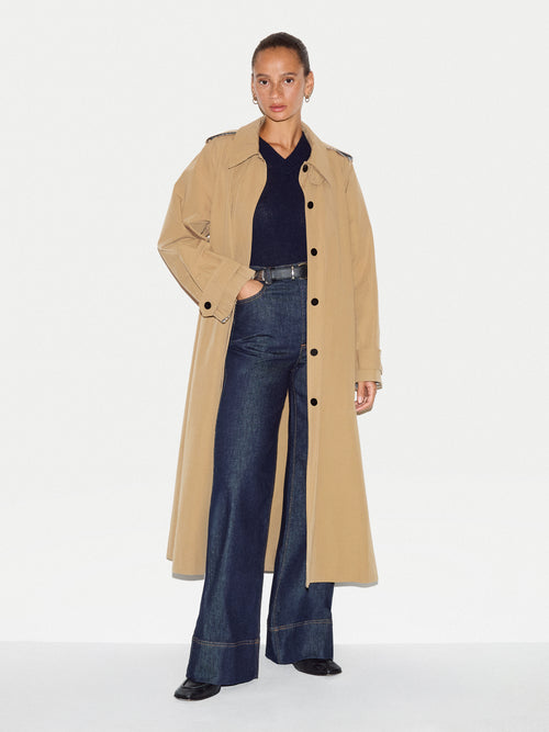 Naya Cotton A-line Trench Coat | Stone