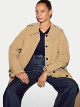 Naya Cotton A-line Trench Coat | Stone