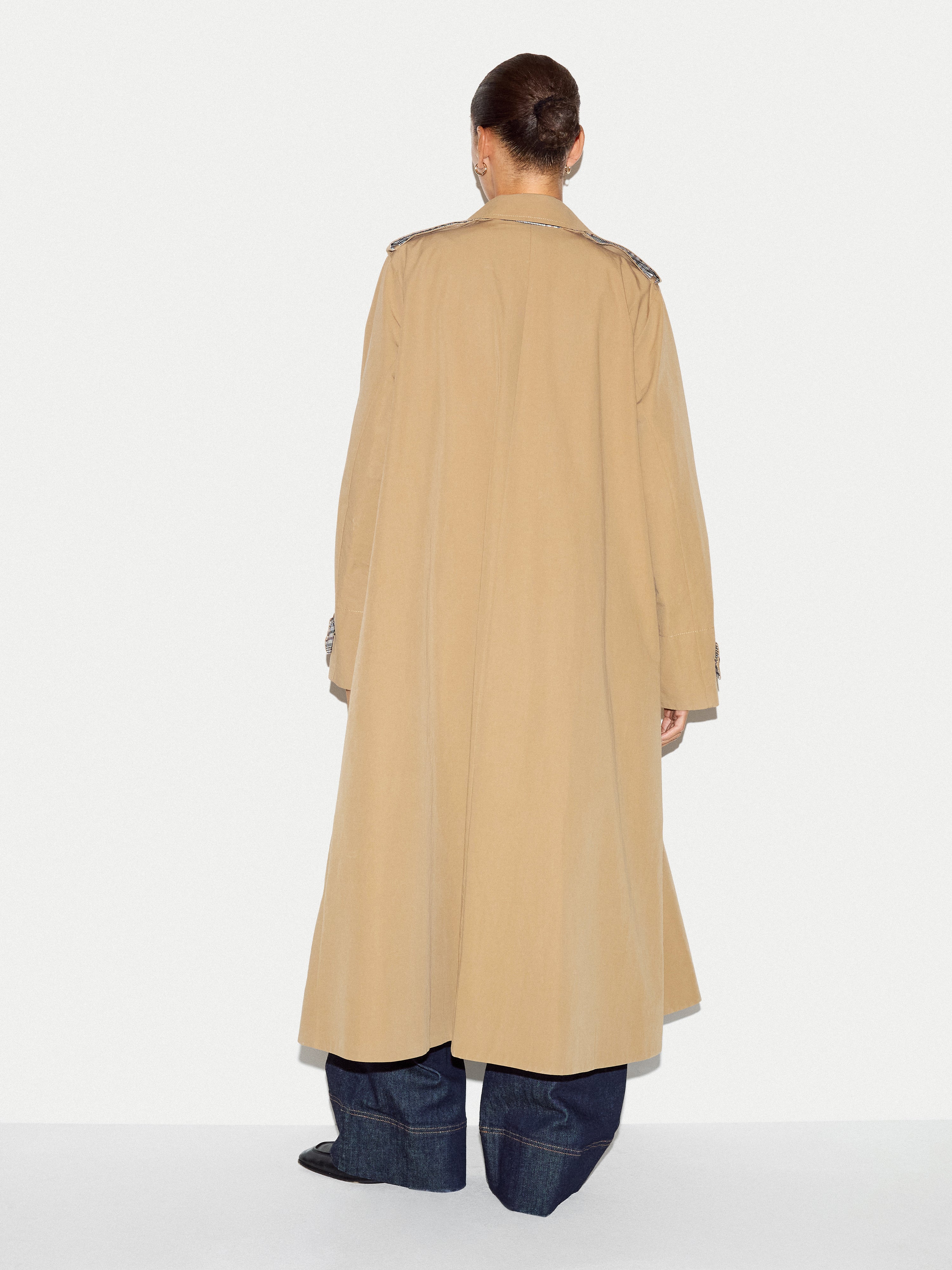 Naya Cotton A-line Trench Coat | Stone – Jigsaw