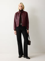 Eve Leather Cropped Jacket | Red