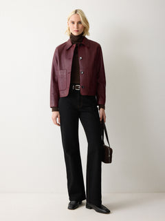 Eve Leather Cropped Jacket | Red