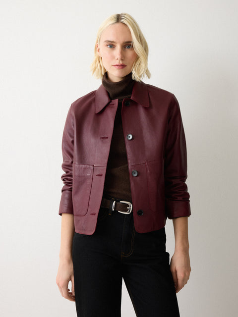 Groove Jacket Red Eve Leather Cropped Jacket | Red – Jigsaw
