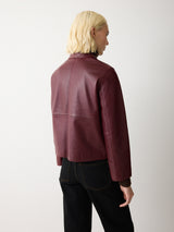 Eve Leather Cropped Jacket | Red