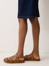 Buckle Detail Footbed Sandal | Tan