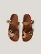 Buckle Detail Footbed Sandal | Tan