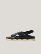 Cross Strap Espadrille Sandal | Black