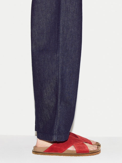 Suede Cross Strap Sandal | Red