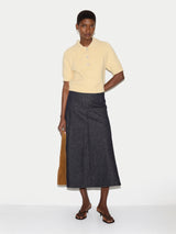 Denim Flared Midi Skirt | Indigo