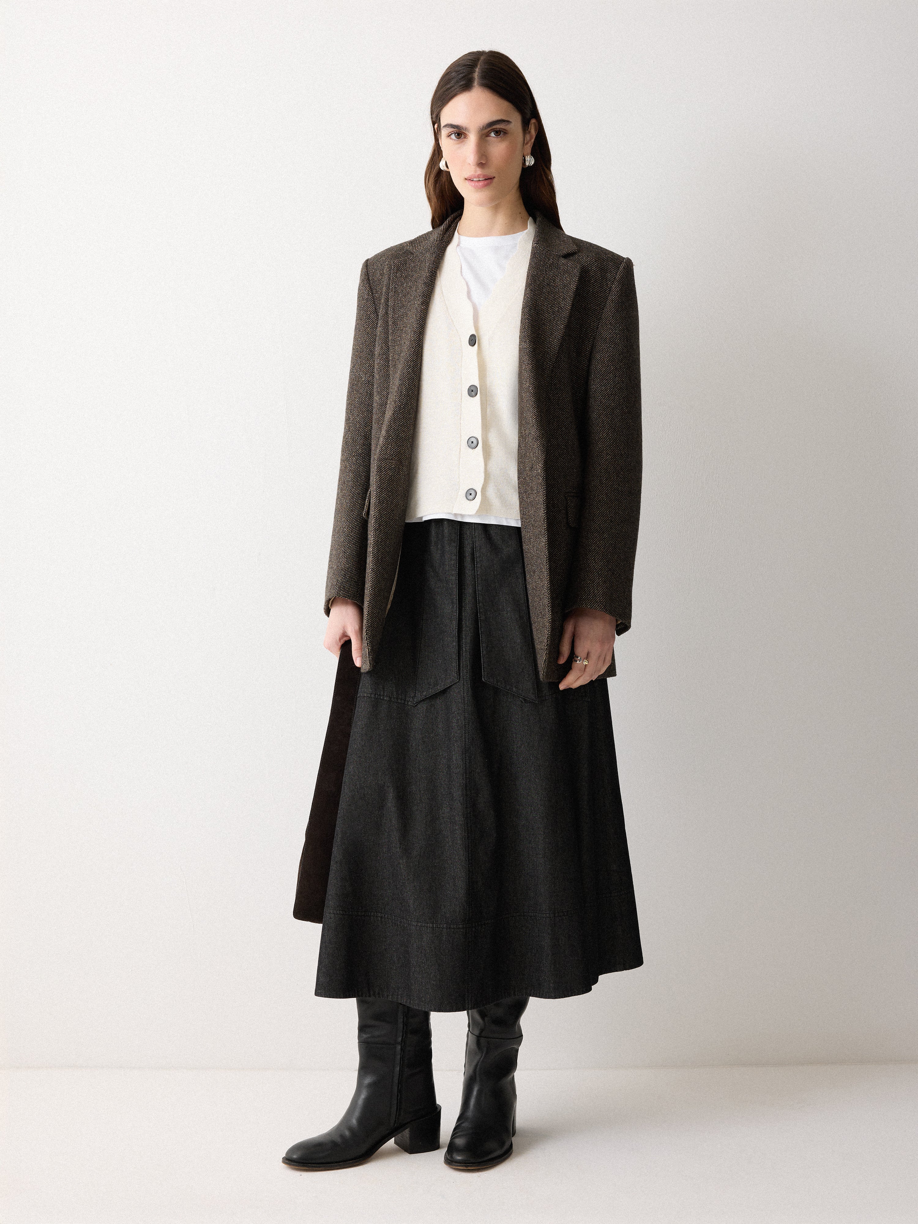Chambray A Line Skirt | Black – Jigsaw