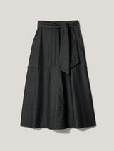 Chambray A Line Skirt | Black