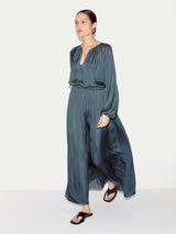 Recycled Satin U Neck Dress | Blue