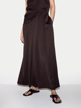 Satin Pleated Trouser | Brown
