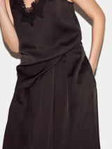 Satin Pleated Trouser | Brown