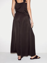 Satin Pleated Trouser | Brown