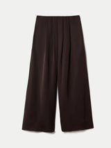 Satin Pleated Trouser | Brown