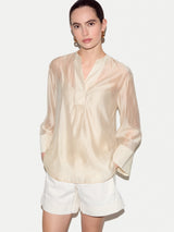 V Neck Sheer Top | Cream