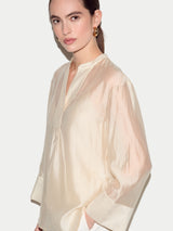 V Neck Sheer Top | Cream