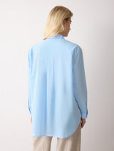 Cotton Voile Relaxed Shirt | Blue