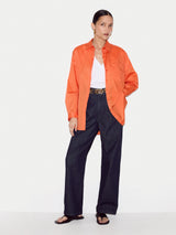 Cotton Voile Relaxed Shirt | Orange