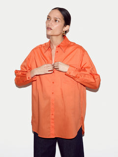 Cotton Voile Relaxed Shirt | Orange
