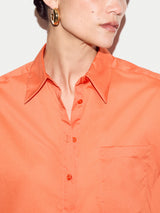 Cotton Voile Relaxed Shirt | Orange