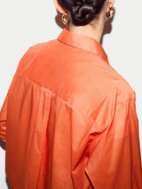Cotton Voile Relaxed Shirt | Orange