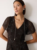 Long Resin Bead Necklace | Silver