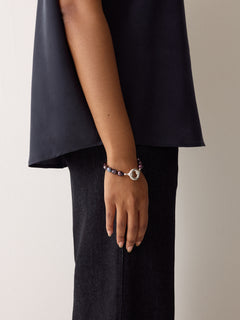 Black Pearl Chain Bracelet | Silver
