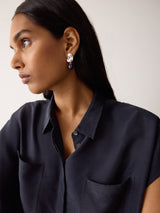 Black Pearl Stud Earring | Silver