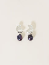 Black Pearl Stud Earring | Silver
