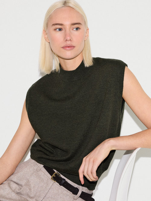 Merino Cocoon Tank | Khaki