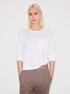 Long Sleeve Patch Pocket T-shirt | White