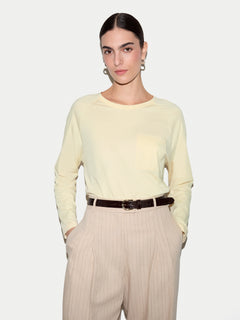Long Sleeve Patch Pocket T-shirt | Pale Yellow