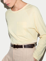 Long Sleeve Patch Pocket T-shirt | Pale Yellow