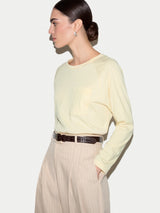 Long Sleeve Patch Pocket T-shirt | Pale Yellow