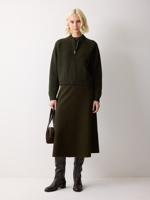 Knitted Bomber Jacket | Khaki