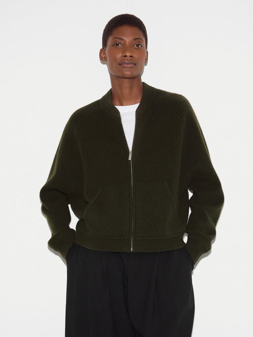 Knitted Bomber Jacket | Khaki