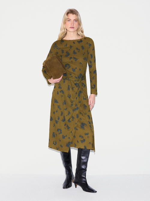 Ink Cloud Crinkle Knot Dress | Khaki