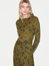 Ink Cloud Crinkle Knot Dress | Khaki
