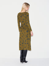 Ink Cloud Crinkle Knot Dress | Khaki