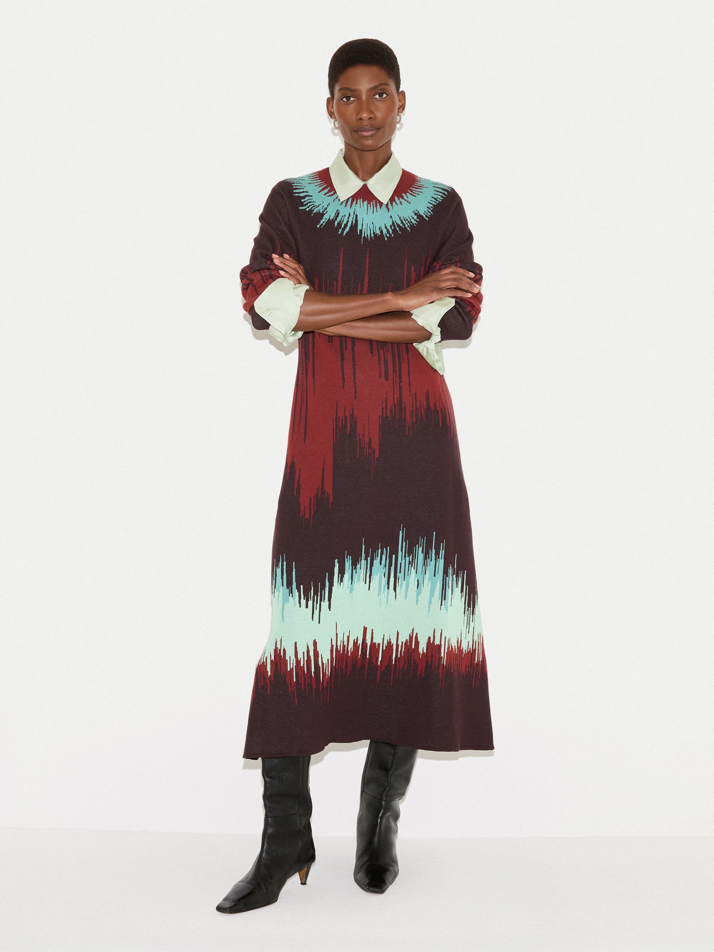 Tie Dye Jacquard Dress | Brown – Jigsaw