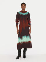 Tie Dye Jacquard Dress | Brown