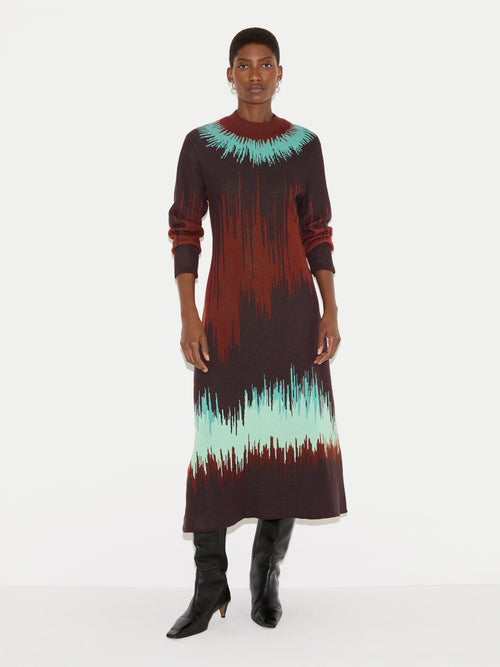 Tie Dye Jacquard Dress | Brown