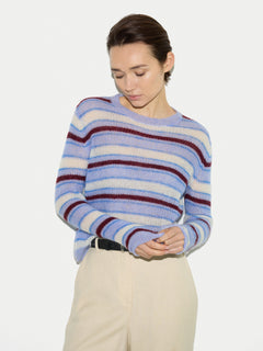 Mohair Blend Stripe Jumper | Blue