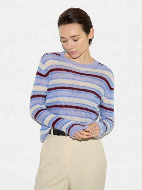 Mohair Blend Stripe Jumper | Blue