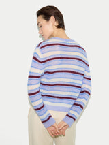 Mohair Blend Stripe Jumper | Blue