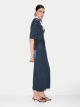 Linen Silk Pocket T-shirt | Blue