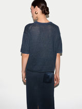 Linen Silk Pocket T-shirt | Blue