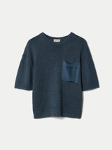 Linen Silk Pocket T-shirt | Blue